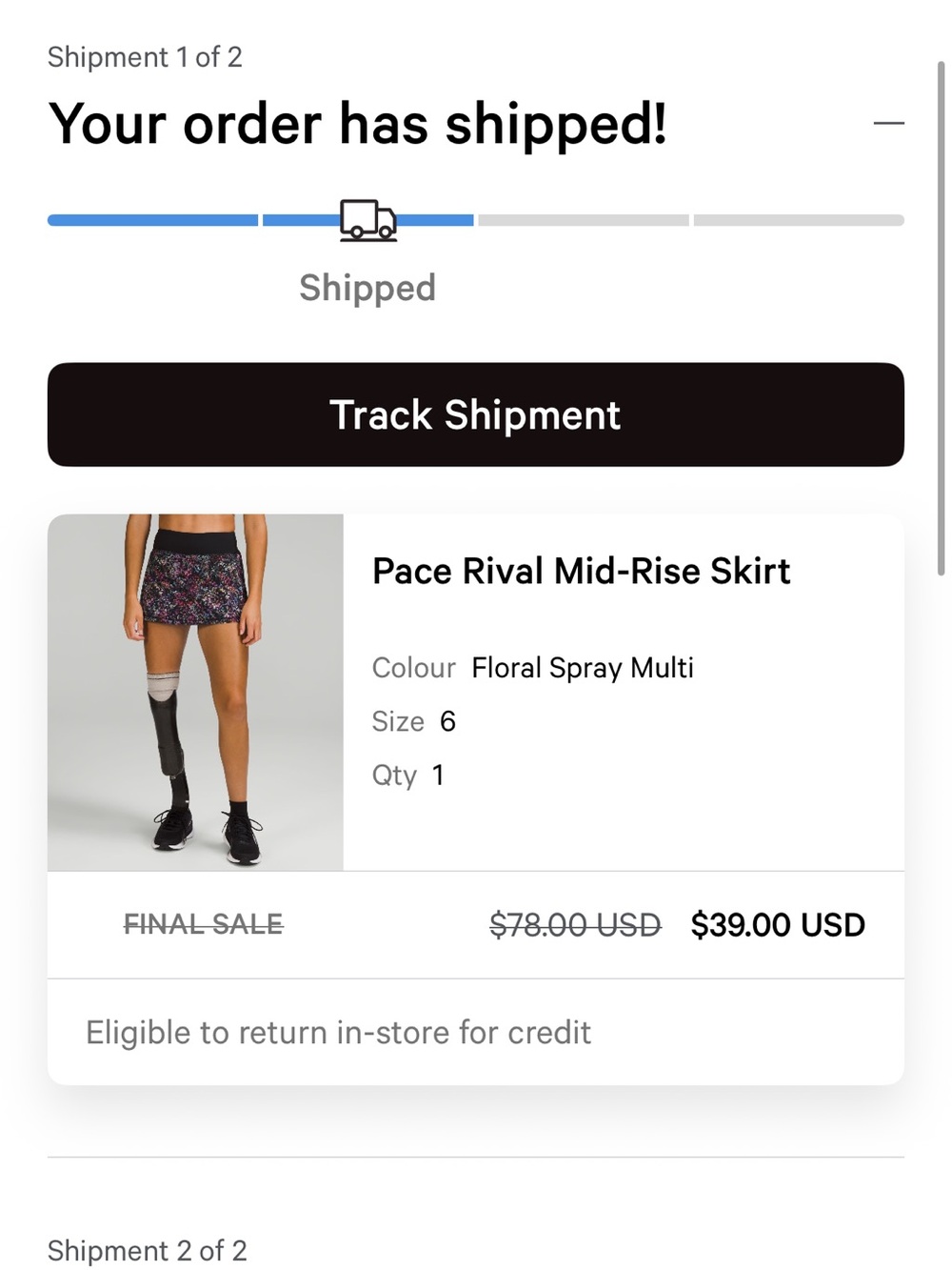 lululemon athletica Black Multicolor Floral Print Skort - Picture 4 of 4